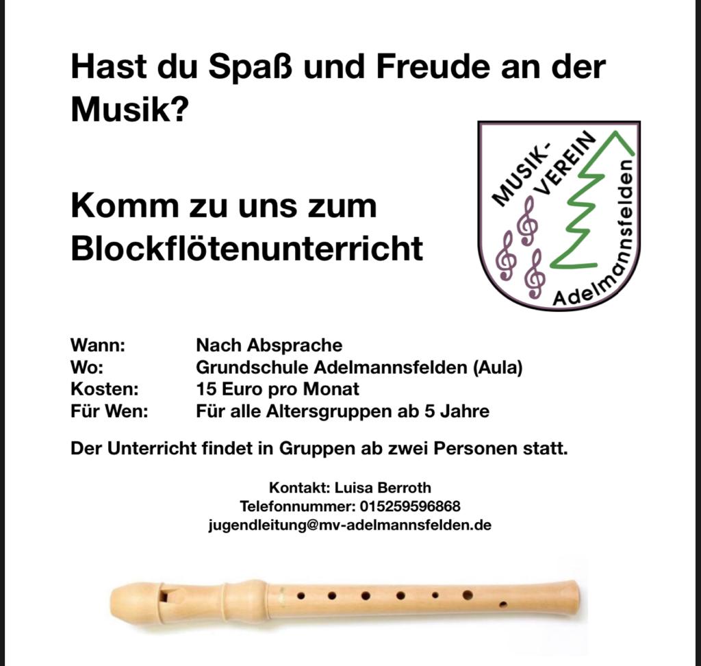 Blockflötenunterricht beim Musikverein